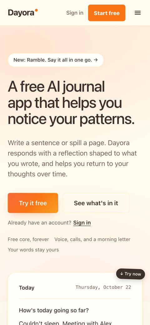 dayora.ai open on a phone